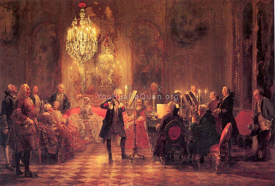 A Flute Concert of Frederick the Great at Sanssouci - 阿道夫·冯·门采尔